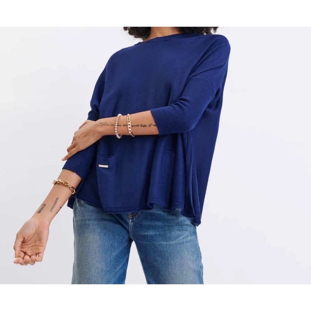 mer|sea Navy Catalina Oversized Flowy Beachy Crewneck Sweater OSFM